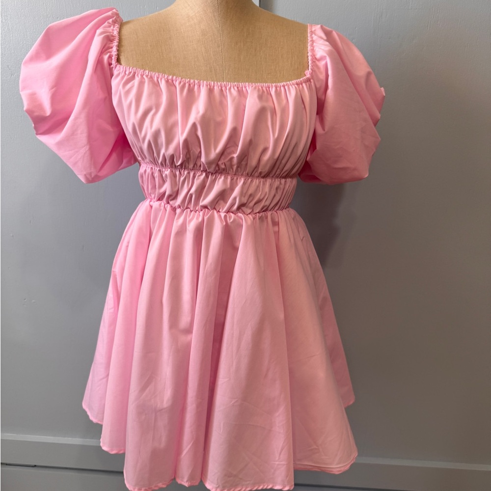 Avantlook Blush Pink Short Puff Sleeve Dress